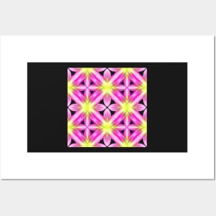 Pink Yellow Dahlia Pattern Pattern Number 2 Posters and Art